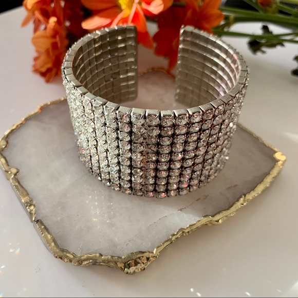 Silver Rhinestone Cuff Bracelet - Picture 7 of 7